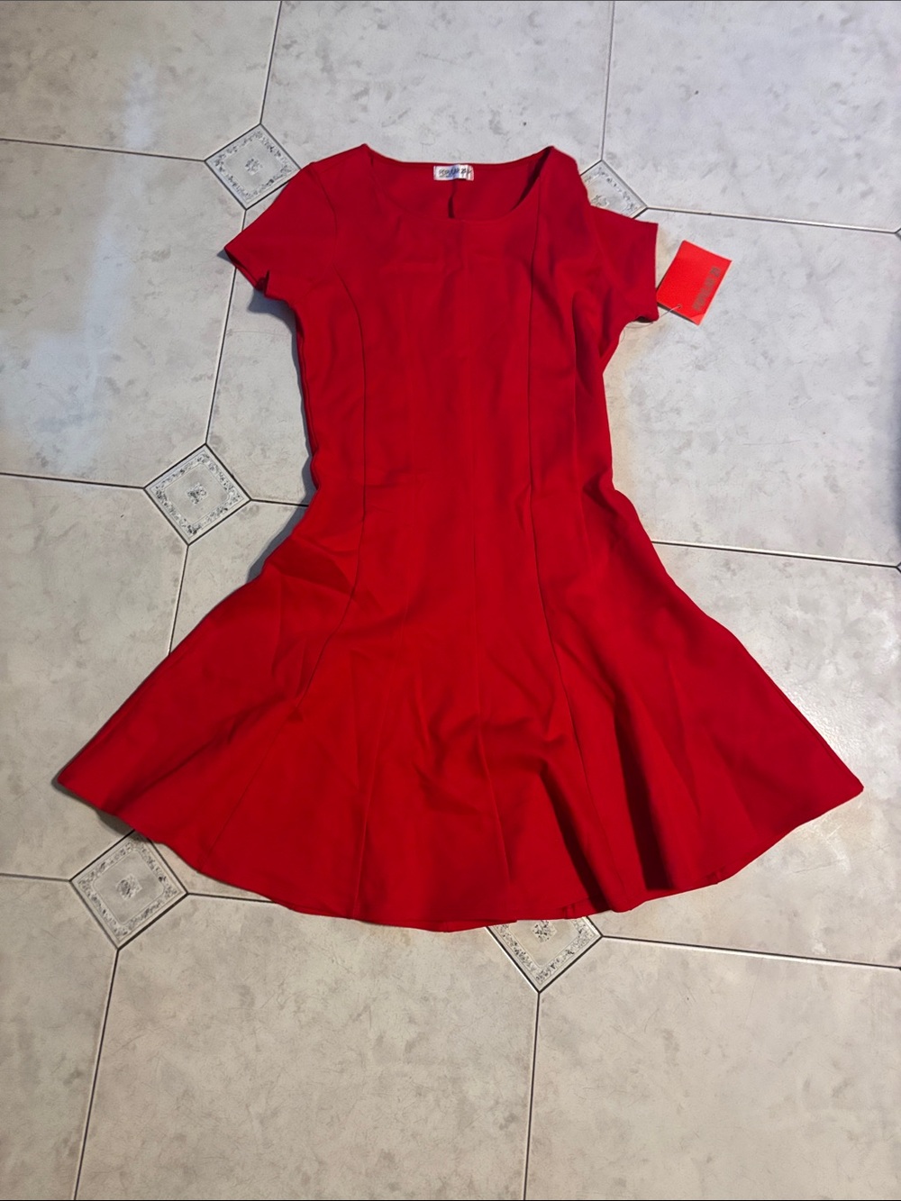 Forever 21 Red A-Line Short Sleeve Skirted Dress